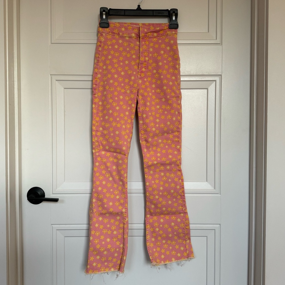Zara High Waisted Floral Jeans